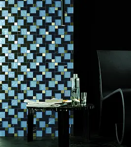 Farve himmelblå, Mosaik flise, Glas, 30x30 cm, Overflade mat